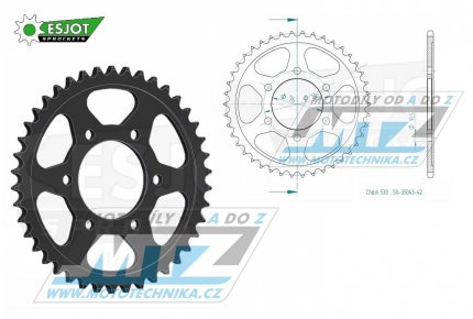 Rozeta ocelov (pevodnk) 0816-42zub ESJOT 50-35043-42 - Suzuki GS550 + GR650 + GS650 + GT750 + GSF1200 Bandit + GSX400 + GSX550 + GSX750 + GSX1100 + GSXR750 + GSXR1100 + RF900R