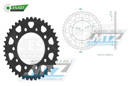 Rozeta ocelov (pevodnk) 1871-42zub ESJOT 50-35044-42 - Yamaha YZFR6 / 99-02 + YZF-R6