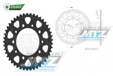 Rozeta ocelov (pevodnk) 1871-45zub ESJOT 50-35044-45 - Yamaha YZFR6 / 99-02 + YZF-R6