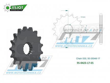 Koleko etzov (pastorek) 0423-17zub ESJOT 50-35048-17 - Suzuki GSXR1000 + GSX1300BK B-King + GSXR1300R Hayabusa