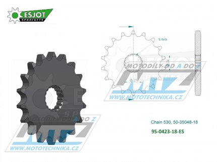 Koleko etzov (pastorek) 0423-18zub ESJOT 50-35048-18 - Suzuki GSXR1000 + GSX1300BK B-King + GSXR1300R Hayabusa