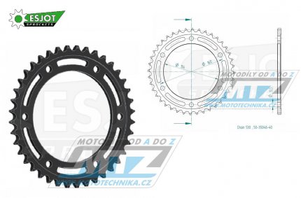 Rozeta ocelov (pevodnk) 1306-40zub ESJOT 50-35048-40 - Honda CBR900RR Fireblade + CBR929RR Fire Blade + CBR954RR Fire Blade + CBR1000RR Fireblade + CBR1000S Fireblade SP + VTR1000 SP