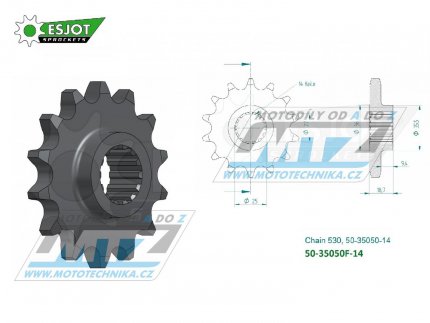 Koleko etzov (pastorek) 35050-14zub ESJOT 50-35050-14 - Ducati 1200 Multistrada Enduro / 16-21 + 1200 Multistrada (S)	/ 10-20 + 1260 Multistrada ABS (S/D/AIR) Pikes Peak / 18-20 + 1262 Multistrada Enduro / 19-21