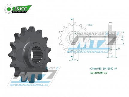 Koleko etzov (pastorek) 35050-15zub ESJOT 50-35050-15 - Ducati 1200 Multistrada Enduro / 16-21 + 1200 Multistrada (S) / 10-20 + 1260 Multistrada ABS (S/D/AIR) Pikes Peak / 18-20 + 1262 Multistrada Enduro / 19-21