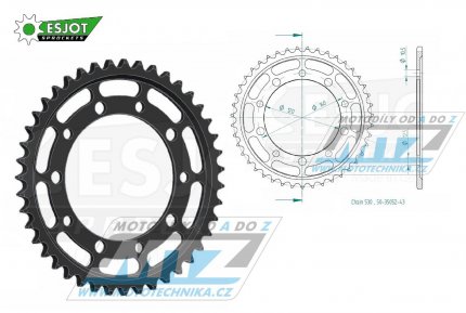 Rozeta ocelov (pevodnk) 1800-43zub ESJOT 50-35052-43 - Suzuki GSF1200 Bandit + GSF1250 Bandit + GSXR1000+GSXR1300R Hayabusa + GSX1250F+GSX1300 B-King + SV1000 + Triumph 955 Sprint RS + 955 Tiger + 955i Daytona + 1050 Tiger