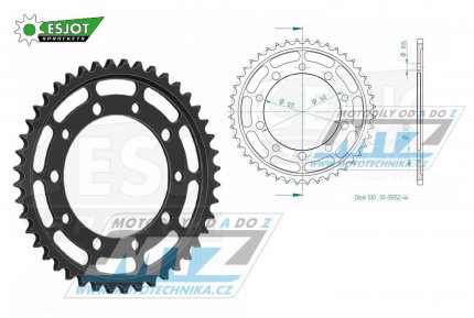 Rozeta ocelov (pevodnk) 1800-44zub ESJOT 50-35052-44 - Suzuki GSF1200 Bandit + GSF1250 Bandit + GSXR1000+GSXR1300R Hayabusa + GSX1250F+GSX1300 B-King + SV1000 + Triumph 955 Sprint RS + 955 Tiger + 955i Daytona + 1050 Tiger