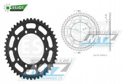 Rozeta ocelov (pevodnk) 1800-46zub ESJOT 50-35052-46 - Suzuki GSF1200 Bandit + GSF1250 Bandit + GSXR1000+GSXR1300R Hayabusa + GSX1250F+GSX1300 B-King + SV1000 + Triumph 955 Sprint RS + 955 Tiger + 955i Daytona + 1050 Tiger