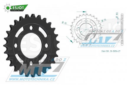 Rozeta ocelov (pevodnk) 35056-27zub ESJOT 50-35056-27 - Adly GK125R Buggy / 05