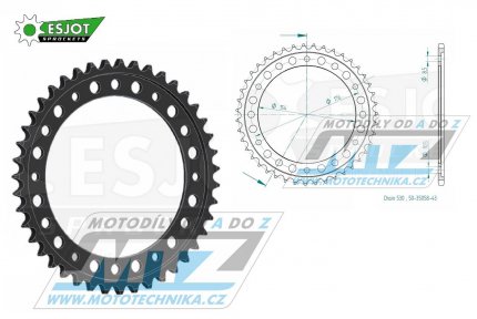 Rozeta ocelov (pevodnk) 1340-43zub ESJOT 50-35058-43 - Honda CB1000R / 08-16 + VFR750F Interceptor / 90-97 + VFR750F / 90-98 + VFR800F / 98-01 + VFR800F Interceptor VTEC / 02-13 + VFR800X Crossrunner / 11-14