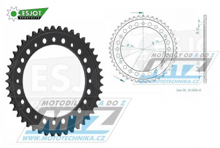 Rozeta ocelov (pevodnk) 1340-45zub ESJOT 50-35058-45 - Honda CB1000R / 08-16 + VFR750F Interceptor / 90-97 + VFR750F / 90-98 + VFR800F / 98-01 + VFR800F Interceptor VTEC / 02-13 + VFR800X Crossrunner / 11-14