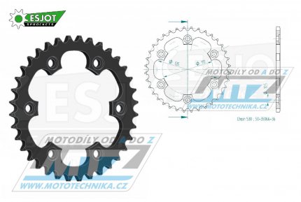 Rozeta ocelov (pevodnk) 35066-38zub ESJOT 50-35066-38 - Royal Enfield Continental GT535 / 14-19