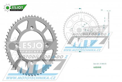 Rozeta etzov (pevodnk) Dural 0215-55zub ESJOT 51-13012-55 - barva stbrn - Honda CR80R / 85-02 + CR80R2 Expert / 96-02 + CR85R Expert / 03-07 + CR85R / 03-07 + CRF150R / 07-21