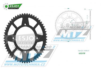 Rozeta etzov (pevodnk) Dural 0215-57zub ESJOT 51-13012-57BP - barva ern elox - Honda CR80R / 85-02 + CR80R2 Expert / 96-02 + CR85R Expert / 03-07 + CR85R / 03-07 + CRF150R / 07-21