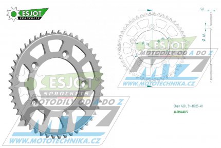 Rozeta etzov (pevodnk) Dural 0894-48zub ESJOT 51-13025-48 - barva stbrn - KTM 65SX / 02-24 + 60SX / 97-01 + Husqvarna TC65 / 17-24 + Gas-Gas MC65