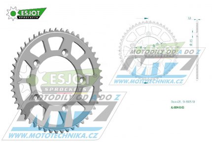 Rozeta etzov (pevodnk) Dural 0894-50zub ESJOT 51-13025-50 - barva stbrn - KTM 65SX / 02-24 + 60SX / 97-01 + Husqvarna TC65 / 17-24 + Gas-Gas MC65