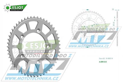 Rozeta etzov (pevodnk) Dural 0894-51zub ESJOT 51-13025-51 - barva stbrn - KTM 65SX / 02-24 + 60SX / 97-01 + Husqvarna TC65 / 17-24 + Gas-Gas MC65