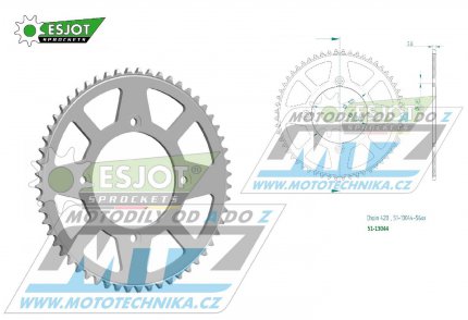 Rozeta etzov (pevodnk) Dural 13044-56zub ESJOT 51-13044-56 - Beta RR50 Sport+Racing / 06-18 + 25 km/h version / 06-10 + Motard+Sport+Track / 06-18 + Supermotard 25 km/h version / 06-10 + Supermotard / 21-23