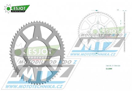 Rozeta etzov (pevodnk) Dural 13044-62zub ESJOT 51-13044-62 - Beta RR50 Sport+Racing / 06-18 + 25 km/h version / 06-10 + Motard+Sport+Track / 06-18 + Supermotard 25 km/h version / 06-10 + Supermotard / 21-23