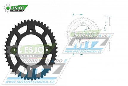 Rozeta etzov (pevodnk) Dural 0798-46zub ESJOT 51-15026-46BP - barva ern elox - Suzuki RM80 / 83-01 + RM85 / 02-20 + Yamaha YZ80 / 93-01 + YZ85 / 02-20 + Beta RR125 / 06-12