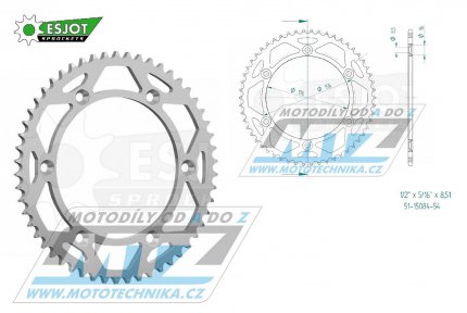 Rozeta etzov (pevodnk) Dural 15084-54zub ESJOT 51-15084-54 - Husqvarna SMS4 125 / 10-14 + SMR125+TE125