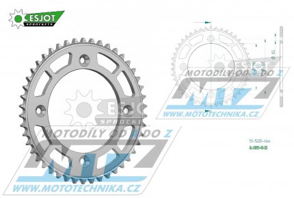 Rozeta etzov (pevodnk) Dural 0895-46zub ESJOT 51-15203-46 - barva stbrn - KTM 85SX / 03-24 + 105SX+XC85+XC105 + Husqvarna TC85 / 14-24 + Gas-Gas MC85