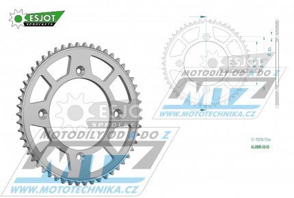 Rozeta etzov (pevodnk) Dural 0895-53zub ESJOT 51-15203-53 - barva stbrn - KTM 85SX / 03-24 + 105SX+XC85+XC105 + Husqvarna TC85 / 14-24 + Gas-Gas MC85