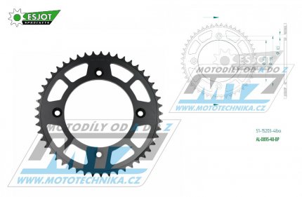 Rozeta etzov (pevodnk) Dural 0895-48zub ESJOT 51-15203-48BP - barva ern elox - KTM 85SX / 03-24 + 105SX+XC85+XC105 + Husqvarna TC85 / 14-24 + Gas-Gas MC85