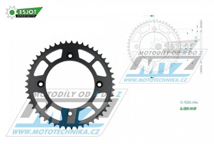 Rozeta etzov (pevodnk) Dural 0895-49zub ESJOT 51-15203-49BP - barva ern elox - KTM 85SX / 03-24 + 105SX+XC85+XC105 + Husqvarna TC85 / 14-24 + Gas-Gas MC85