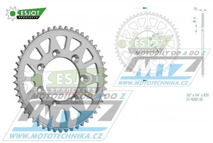 Rozeta etzov (pevodnk) Dural 16001-50zub ESJOT 51-16001-50 - TM 85MX Junior / 14-17