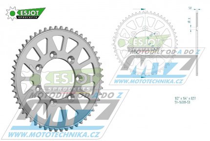 Rozeta etzov (pevodnk) Dural 16001-53zub ESJOT 51-16001-53 - TM 85MX Junior / 14-17