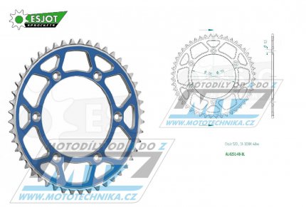 Rozeta etzov (pevodnk) Dural 0251-48zub ESJOT 51-32001-48SBL - barva modr - Yamaha YZ125+YZ250 + YZF250+YZF400+YZF426+YZF450+YZF450X + WRF250+WRF400+WRF426+WRF450 + TTR230 + Honda XR250+XR350+XR500 + XL250+XL400+XL500