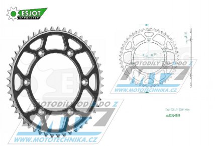 Rozeta etzov (pevodnk) Dural 0251-48zub ESJOT 51-32001-48SB - barva ern - Yamaha YZ125+YZ250 + YZF250+YZF400+YZF426+YZF450+YZF450X + WRF250+WRF400+WRF426+WRF450 + TTR230 + Honda XR250+XR350+XR500 + XL250+XL400+XL500