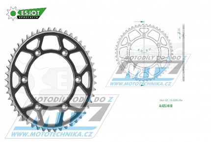 Rozeta etzov (pevodnk) Dural 0251-49zub ESJOT 51-32001-49SB - barva ern - Yamaha YZ125+YZ250 + YZF250+YZF400+YZF426+YZF450+YZF450X + WRF250+WRF400+WRF426+WRF450 + TTR230 + Honda XR250+XR350+XR500 + XL250+XL400+XL500