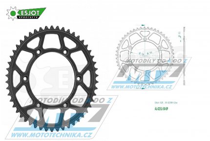 Rozeta etzov (pevodnk) Dural 0251-50zub ESJOT 51-32001-50BP - barva ern elox - Yamaha YZ125+YZ250 + YZF250+YZF400+YZF426+YZF450+YZF450X + WRF250+WRF400+WRF426+WRF450 + TTR230 + Honda XR250+XR350+XR500 + XL250+XL400+XL500