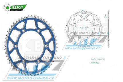 Rozeta etzov (pevodnk) Dural 0251-51zub ESJOT 51-32001-51SBL - barva modr - Yamaha YZ125+YZ250 + YZF250+YZF400+YZF426+YZF450+YZF450X + WRF250+WRF400+WRF426+WRF450 + TTR230 + Honda XR250+XR350+XR500 + XL250+XL400+XL500