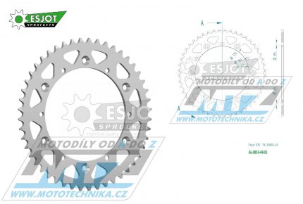 Rozeta etzov (pevodnk) Dural 0853-48zub ESJOT 51-32003-48 - barva stbrn - Yamaha YZ100+YZ125+YZ250 +YZ465+YZ490+DT200R+ SR500+IT175+IT200+IT250+IT400+IT465+IT490+TT350 + WR125 +WR250+WR400+WR500+YFM350X Warrior+YFM660R Raptor + Kreidler 170