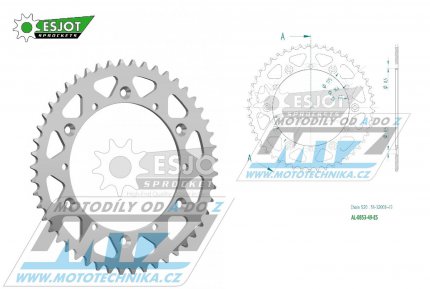 Rozeta etzov (pevodnk) Dural 0853-49zub ESJOT 51-32003-49 - barva stbrn - Yamaha YZ100+YZ125+YZ250 +YZ465+YZ490+DT200R+ SR500+IT175+IT200+IT250+IT400+IT465+IT490+TT350 + WR125 +WR250+WR400+WR500+YFM350X Warrior+YFM660R Raptor + Kreidler 170