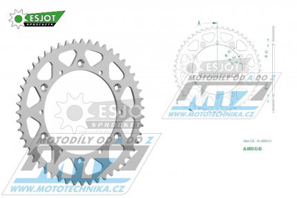 Rozeta etzov (pevodnk) Dural 0853-51zub ESJOT 51-32003-51 - barva stbrn - Yamaha YZ100+YZ125+YZ250 +YZ465+YZ490+DT200R+ SR500+IT175+IT200+IT250+IT400+IT465+IT490+TT350 + WR125 +WR250+WR400+WR500+YFM350X Warrior+YFM660R Raptor + Kreidler 170