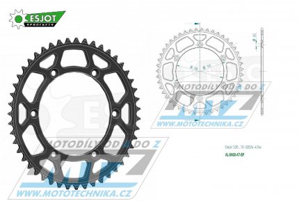 Rozeta etzov (pevodnk) Dural 0460-47zub ESJOT 51-32024-47BP - barva ern elox - Kawasaki KX125+ KX250+KX500+KXF250+KXF450+KDX175+KDX200+KDX220R+KDX250+KLX250R+KLX250 D-Tracker +KLX250+KLX250SF+KLX300+KLX450R+KLX650R + Suzuki RM-Z250