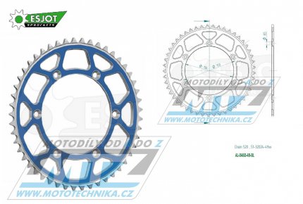 Rozeta etzov (pevodnk) Dural 0460-49zub ESJOT 51-32024-49SBL - barva modr - Kawasaki KX125+ KX250+KX500+KXF250+KXF450+KDX175+KDX200+KDX220R+KDX250+KLX250R+KLX250 D-Tracker +KLX250+KLX250SF+KLX300+KLX450R+KLX650R + Suzuki RM-Z250