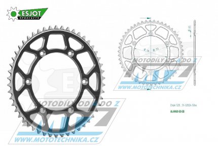 Rozeta etzov (pevodnk) Dural 0460-50zub ESJOT 51-32024-50SB - barva ern - Kawasaki KX125+ KX250+KX500+KXF250+KXF450+KDX175+KDX200+KDX220R+KDX250+KLX250R+KLX250 D-Tracker +KLX250+KLX250SF+KLX300+KLX450R+KLX650R + Suzuki RM-Z250