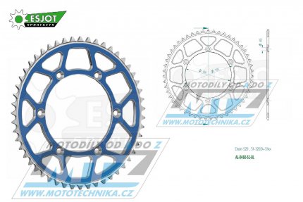 Rozeta etzov (pevodnk) Dural 0460-51zub ESJOT 51-32024-51SBL - barva modr - Kawasaki KX125+ KX250+KX500+KXF250+KXF450+KDX175+KDX200+KDX220R+KDX250+KLX250R+KLX250 D-Tracker +KLX250+KLX250SF+KLX300+KLX450R+KLX650R + Suzuki RM-Z250