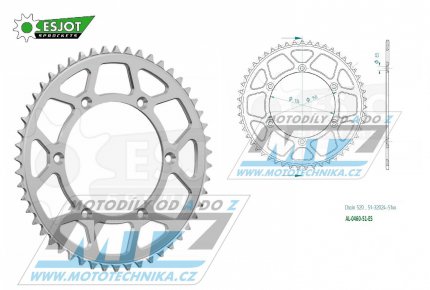 Rozeta etzov (pevodnk) Dural 0460-51zub ESJOT 51-32024-51 - barva stbrn - Kawasaki KX125+KX250+KX500 +KXF250+KXF450+KDX175+KDX200+KDX220R+KDX250+KLX250R+KLX250 D-Tracker +KLX250+KLX250SF+KLX300+KLX450R+KLX650R + Suzuki RM-Z250