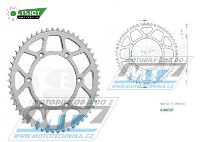 Rozeta etzov (pevodnk) Dural 0460-53zub ESJOT 51-32024-53 - barva stbrn - Kawasaki KX125+KX250+KX500 +KXF250+KXF450+KDX175+KDX200+KDX220R+KDX250+KLX250R+KLX250 D-Tracker +KLX250+KLX250SF+KLX300+KLX450R+KLX650R + Suzuki RM-Z250