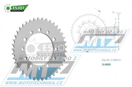 Rozeta etzov (pevodnk) Dural 32029-41zub ESJOT 51-32029-41 - Kawasaki Eliminator 500+Z500 / 24 + Suzuki GSXR1000 ABS 520 Conversion / 17-21