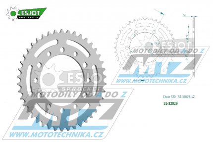 Rozeta etzov (pevodnk) Dural 32029-42zub ESJOT 51-32029-42 - Kawasaki Eliminator 500+Z500 / 24 + Suzuki GSXR1000 ABS 520 Conversion / 17-21