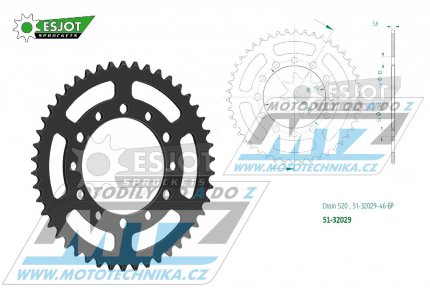 Rozeta etzov (pevodnk) Dural 32029-46zub ESJOT 51-32029-46BP - Kawasaki Eliminator 500+Z500 / 24 + Suzuki GSXR1000 ABS 520 Conversion / 17-21