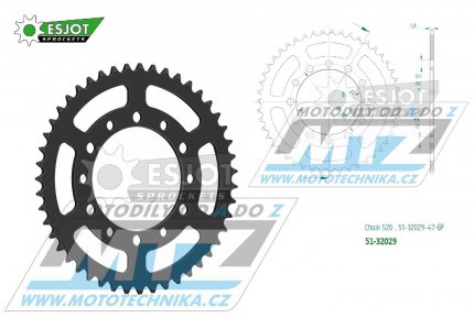 Rozeta etzov (pevodnk) Dural 32029-47zub ESJOT 51-32029-47BP - Kawasaki Eliminator 500+Z500 / 24 + Suzuki GSXR1000 ABS 520 Conversion / 17-21