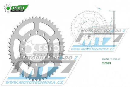 Rozeta etzov (pevodnk) Dural 32029-50zub ESJOT 51-32029-50 - Kawasaki Eliminator 500+Z500 / 24 + Suzuki GSXR1000 ABS 520 Conversion / 17-21