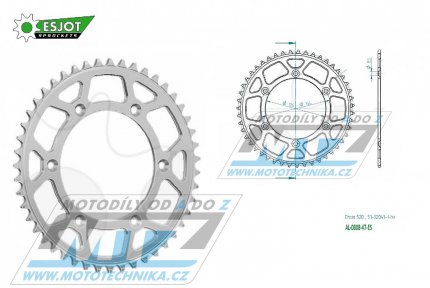 Rozeta etzov (pevodnk) Dural 0808-47zub ESJOT 51-32041-47 - barva stbrn - Suzuki RM125 / 80-11+RM250 / 82-12+RMX250 / 89-00+RMZ250 / 07-20+RMZ450 / 05-20+RMX450Z / 10-19+DRZ250 / 01-07+DR350 / 96-99+DRZ400S / 00-20+DRZ400E / 00-07 + Kawasaki